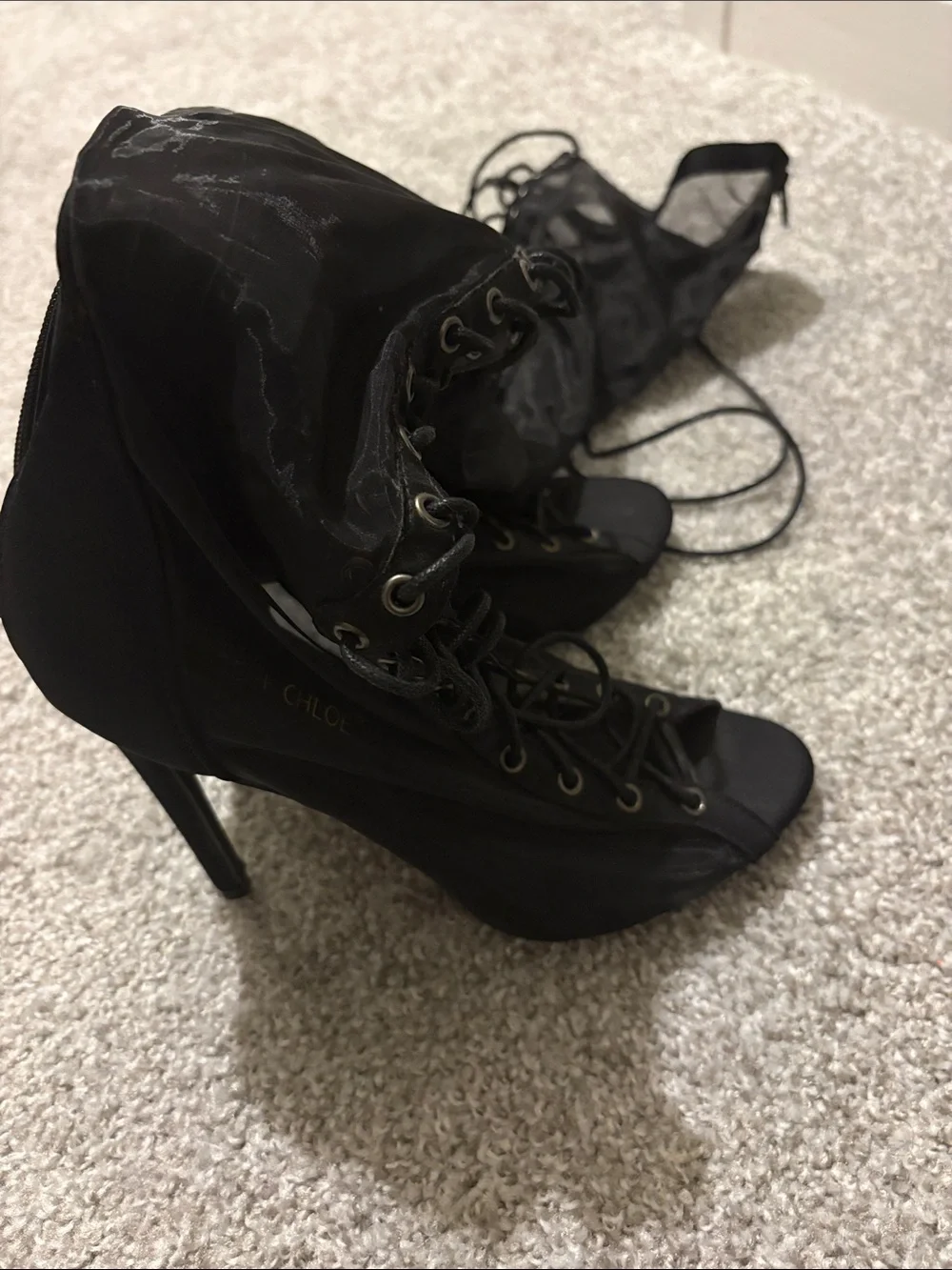 Chase + Chloe Black Lace-Up Over-the-Knee Stiletto Boots